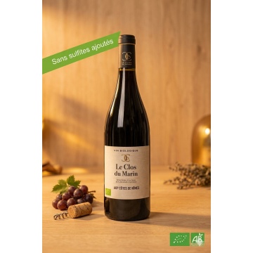 Vin rouge bio Costières de Nîmes sans sulfites ajoutés 75cl